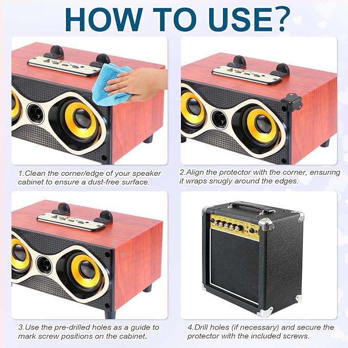 MECCANIXITY 16 Pcs Speaker Cabinet Corners Protector 48x48x80mm Plastic Stackable Guard Wrap Angle Case Edge Box Protection with 64 Pcs Installation Screw for Stage DJ Audio Sound Case