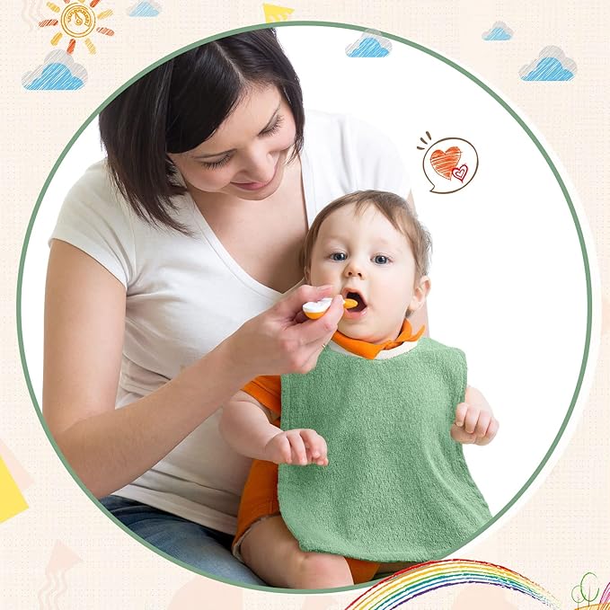 Foaincore 6 Pcs Pullover Baby Bibs Cotton Terry Toddler Absorbent Infant for Feeding and Drooling Towel Bib (Fresh Color)