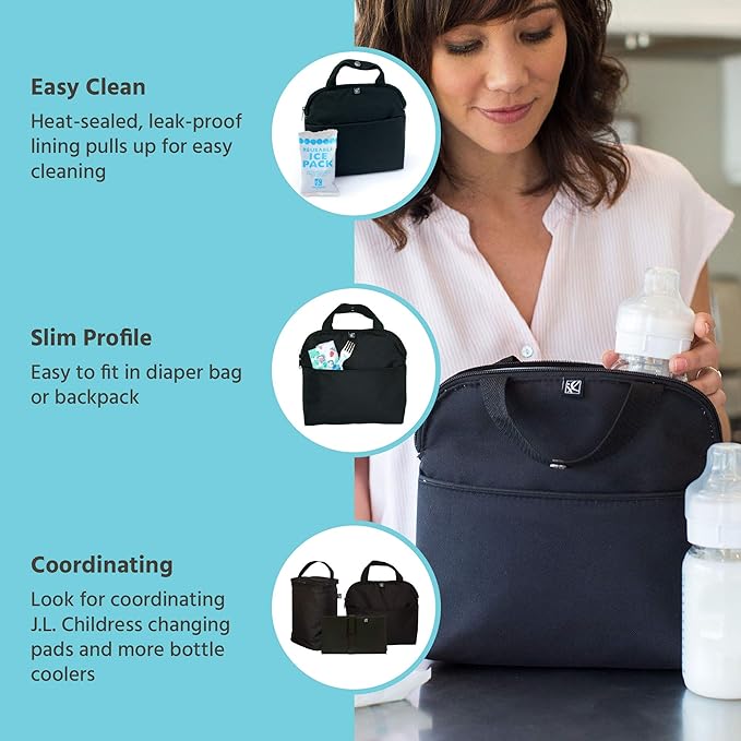 Disney Baby by J.L. Childress TwoCOOL Breastmilk Cooler - Double Baby Bottle & Food Bag - Ice Pack Included - Fits 2-4 Bottles - Insulated & Leak Proof Bottle Bag - Minnie Black (Pack of 3)