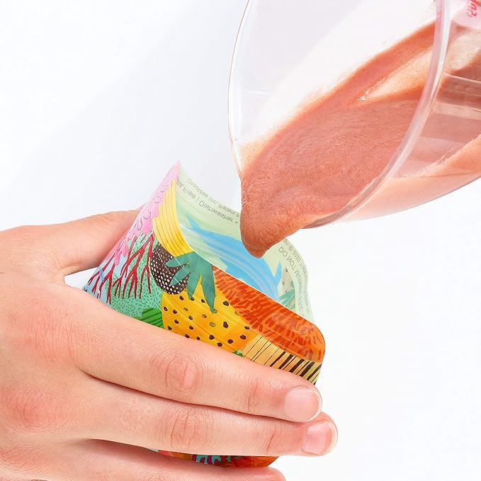 ChooMee Reusable Baby Food Storage Pouches | BPA Free Leakproof Toddler Squeeze Pouch for Smoothies, Purees & Baby Food | Refillable, Double Zipper, Easy Clean, Wide Bottom | 6CT, 8oz SeaLife