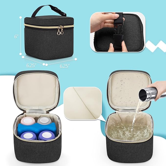 LUXJA Breast Pump Bag Compatible with Spectra S1 and S2 (with a Breastmilk Cooler Bag, a Small Carrying Case and a Waterproof Mat), Pumping Bag for Breast Pump and Extra Parts, Black