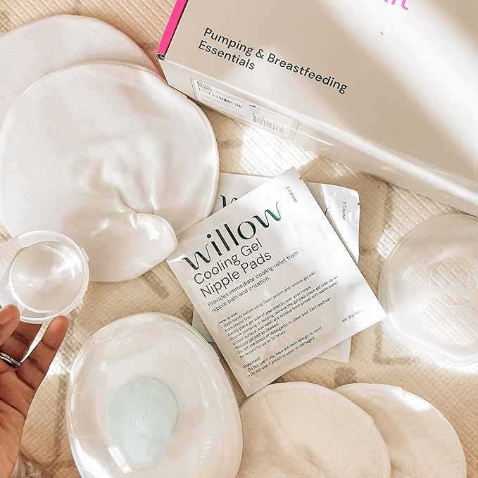 Willow Cooling Gel Nipple Pads for Breastfeeding, 6 Count, Soothing Nursing Pads for Sore Nipple Relief, Reuse for Up to 24 Hours and Enjoy Immediate Cooling Effect White
