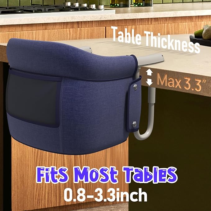 Hook On High Chair, Portable Foldable High Chairs for Babies 6-36 Months, Baby Feeding Chair for Home and Travel, Lightweight Space-Saving Design (Blue)