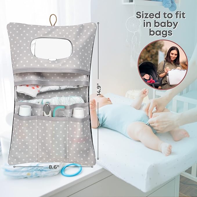 HAMUR Baby Diaper Bag Organizer – Compact & Foldable Stroller Pouch for Newborn Essentials | Travel-Friendly | Fits Boys & Girls (Anchor)