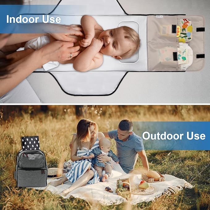 31" X 24.2" Extra Long Large Lightweight Toddler Diaper Changing Pad Travel, Cute Design 1-36 Month Infant Foldable Baby Changing Mat Wipeable, Changing Pad Portable for Station, Car, Stroller