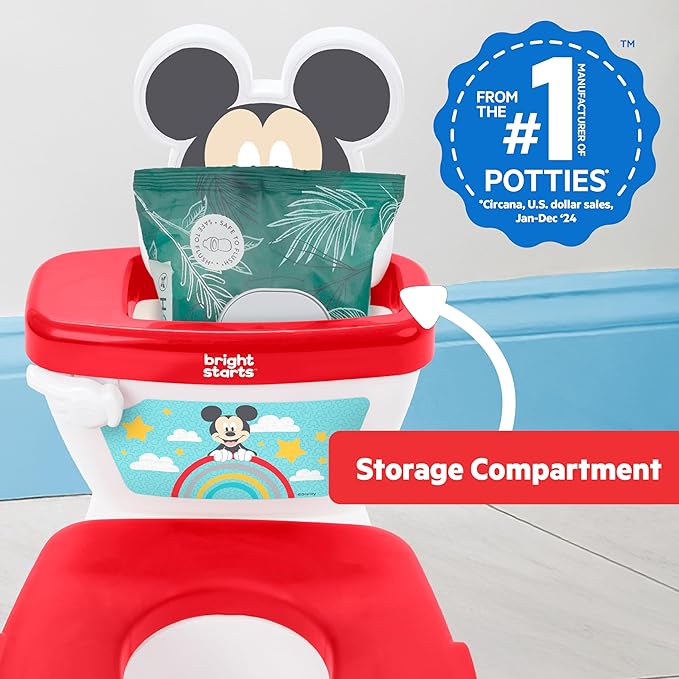 Bright Starts Disney Junior Mickey Mouse My Size Potty Training Toilet, Toddler Potty Chair with Flushing & Cheering Sounds, Removable Seat with Splash Guard & Handles, Ages 18+ Months, Up to 50 lbs