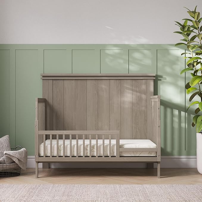 Child Craft Toddler Bed Guard Rail Converts Denman 4-in-1 Convertible Crib into Toddler Bed, Made of Pinewood, Non-Toxic Finish (Crescent Gray)