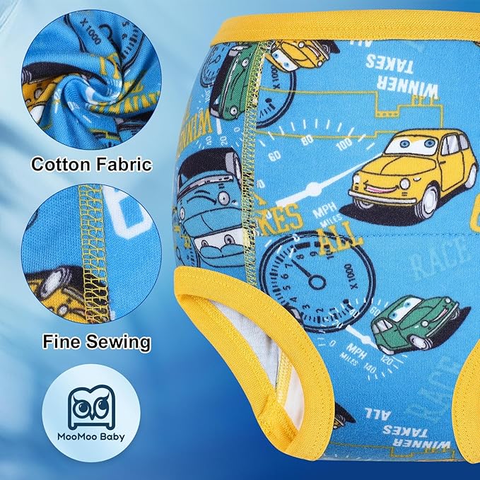 MooMoo Baby Potty Training Pants 6 Packs Absorbent Training Underwear for Boys and Girls Cotton Pee Pants 2T-9T
