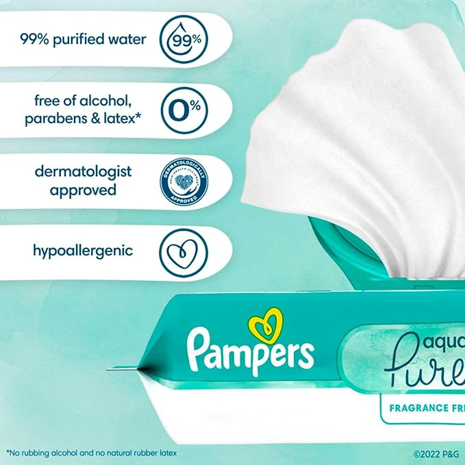 Pampers Easy Ups Pull On Training Underwear Girls, 4T-5T, 2 Month Supply (2 x 104 Count) with Sensitive Water Based Baby Wipes 12X Multi Pack Pop-Top and Refill (1008 Count)