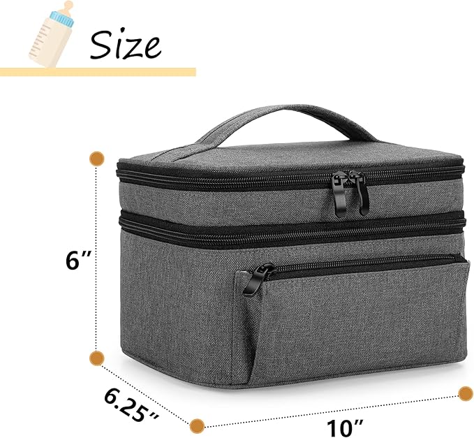 BAFASO Breast Pump Bag (Compatible with Medela Pump in Style) with a Waterproof Pump Parts Pad, Carrying Case for Medela Pump in Style and Extra Parts (Patent Pending), Gray