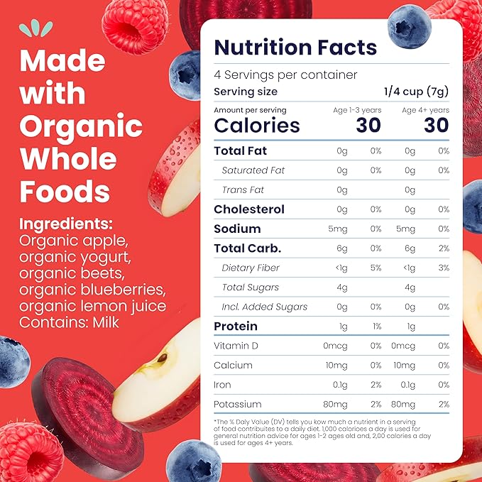 Amara Smoothie Melts - Beets n' Berries- Organic Baby Snacks w/ Fruits & Veggies - Plant Based Yogurt Melts - Healthy Toddler Snack - Activity Book Included - Enjoy From 10+ Mos - 6 Resealable Bags