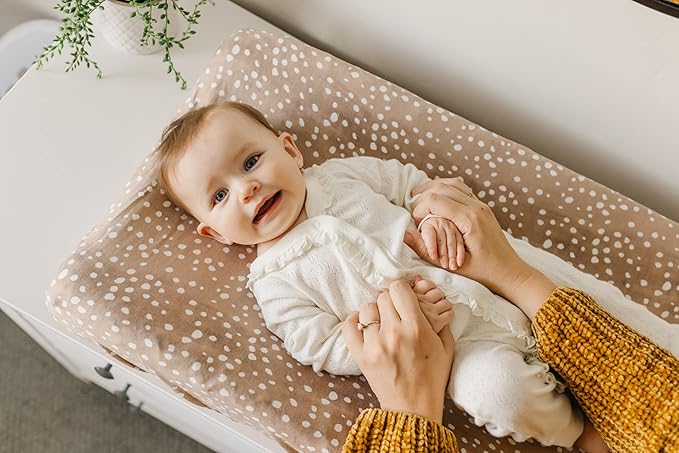 Premium Knit Changing Pad Cover by Copper Pearl: Soft, Stylish, and Universal Fit for All Standard Diaper Changing Pads, Trendy Design Changing Pad Covers, Fawn