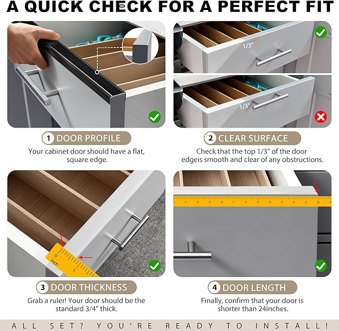 Cabinet Protectors for Kitchen Cabinets, Black Cabinet Door Protector Trash Drawer Protector Edge Guard, Plastic Slip on Protectors for Cabinets– 3/4" Thick, 18" Length