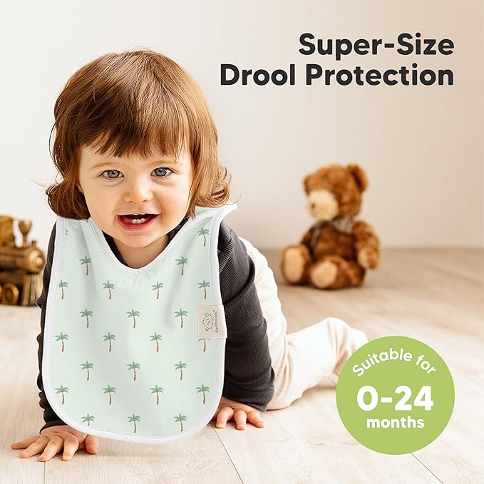 KeaBabies 8-Pack Bibs for Baby Girl, Boy - Pullover Large Baby Bibs for Drooling and Teething Infant, Newborn, Soft & Absorbent Organic Cotton, Long Torso Coverage Keep Toddler Clean & Dry (Roarsome)