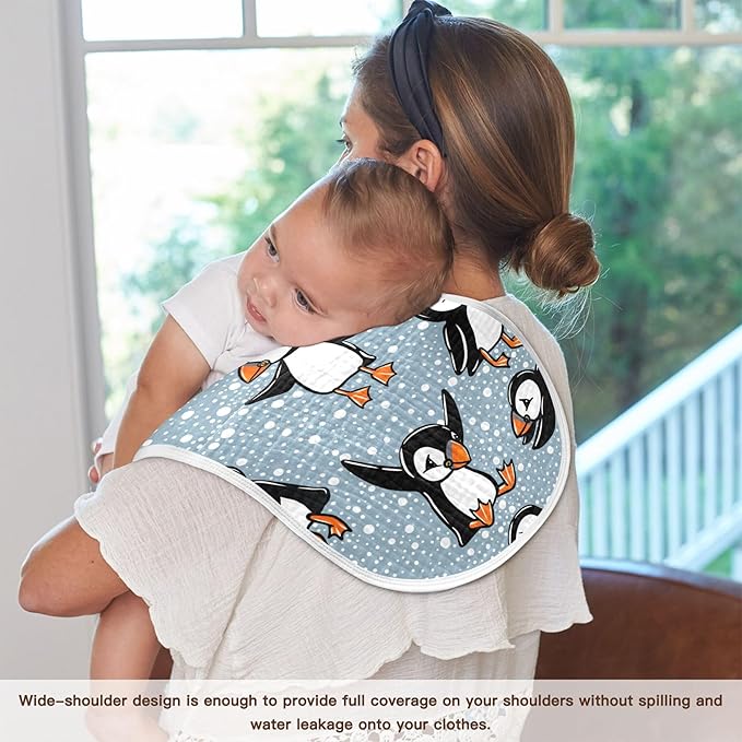 Winter Bird Puffin Burp Cloths Baby Boys Girls Absorbent Soft Cotton Burping Cloths Rags 1 Pack