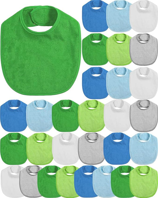 JaGely 30 Pack Baby Muslin Bandana Bibs Multicolor Solid Unisex Waterproof Feeder Adjustable Newborn Teething and Drooling