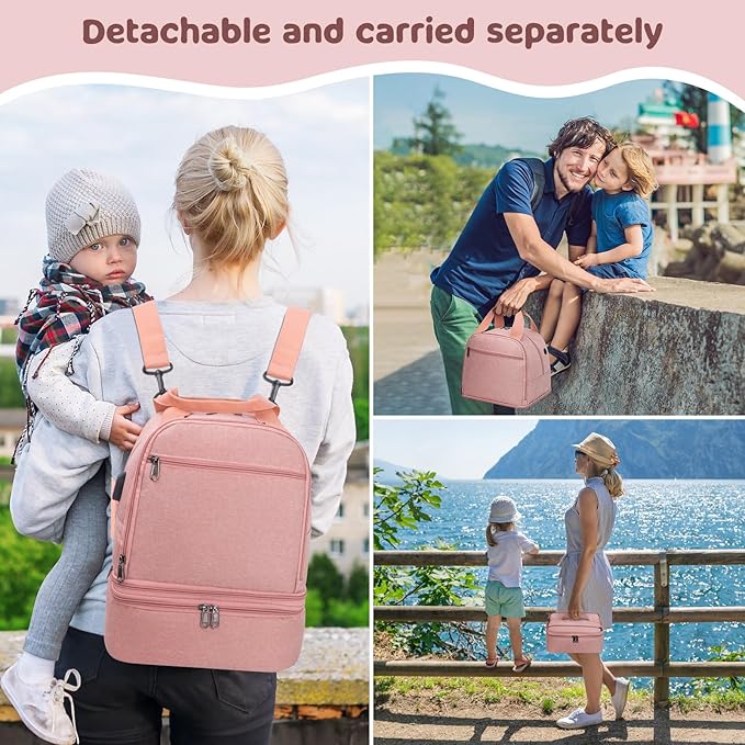 OCKLILY Breast Pump Bag Cooler Backpack — Large Insulated Milk Storage for Breastmilk — Wearable Hands-Free Pumping Tote for Working Moms (Pink)