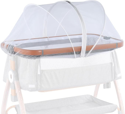 SeedFuture Bassinet Mosquito Net Cover with 2-Way Zipper for Baby Bassinet Bedside Sleeper Travel Crib White