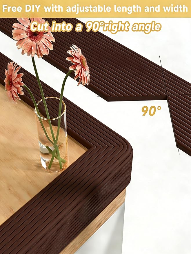 11.8''W Extra-Wide Edge Protector, 6.56FT 0.47''Th Baby Proofing Corner Guards, Safety Furniture Bumper, Pre-Taped, Thick Soft Rubber Foam Padding for Fireplace Table Stair Cabinet (Dark Coffee)