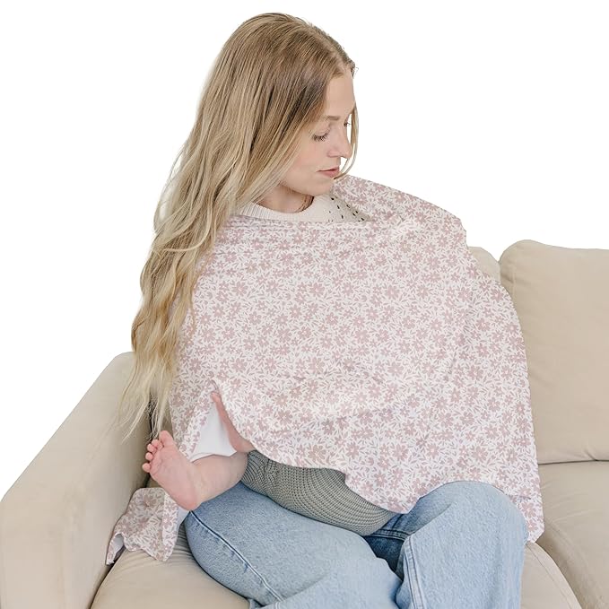 Sorrel + Fern Nursing Cover Up for Breastfeeding - Breathable Breastfeeding Cover with Removable Arch Neckline for Women - Breast Feeding Covers for Women (Antique Rose)