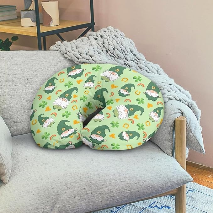 Green Irish Lucky Clover Baby Nursing Pillow Covers for Women St. Patrick's Day Breastfeeding Pillowcase Music Notes Pillowcase for Newborn Infant Bottle Breast Feeding Pillow