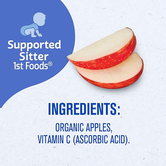 Gerber Stage 1 Baby Food, Organic Apple Jar, Fruit Puree, Vitamin C, Non-GMO, Baby Food Fruit, Puree Jars Glass, 10-pack