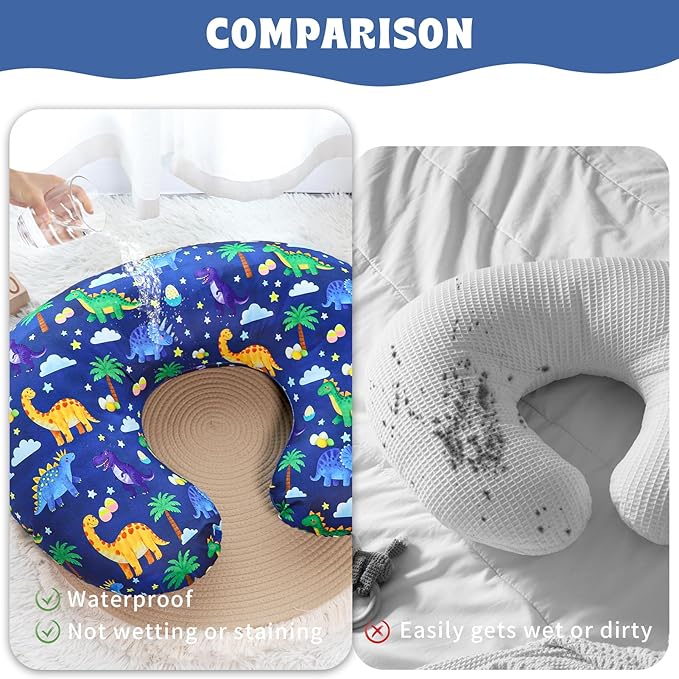 Hooyax Baby Waterproof Nursing Pillow Cover, Stretchy Nursing Covers for Breastfeeding Pillows, Adorable Infant Feeding Pillow Slipcover for Baby Boy and Girls (Dinosaur)