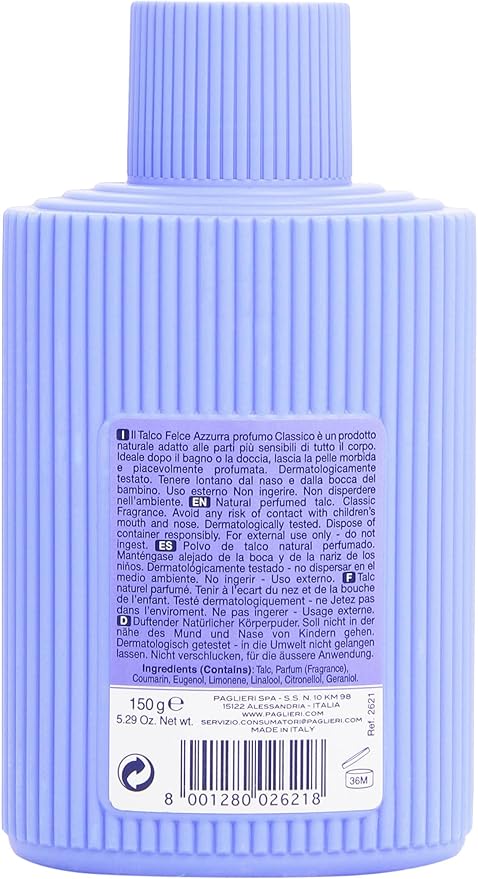 Paglieri: Felce Azzurra Talcum Powder, Classic Scent - 5.29 Ounce (150g) Bottles (Pack of 4) [ Italian Import ]
