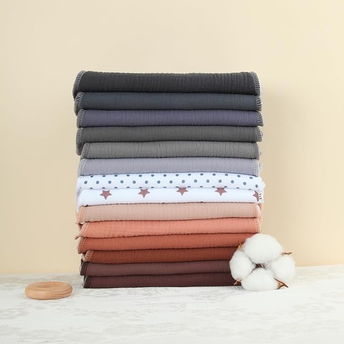 Muslin Burp Cloths 19" x 9", Baby Burping Clothes, Large Extra Soft Absorbent for Unisex Newborn Boys and Girls, 14-Pack