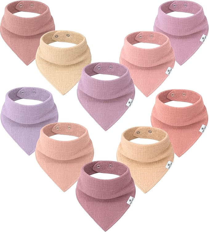 DiaperSquad's 100% Organic Cotton Baby Drool Bibs, Super Absorbent & Adjustable Baby Bibs for Drooling and Teething