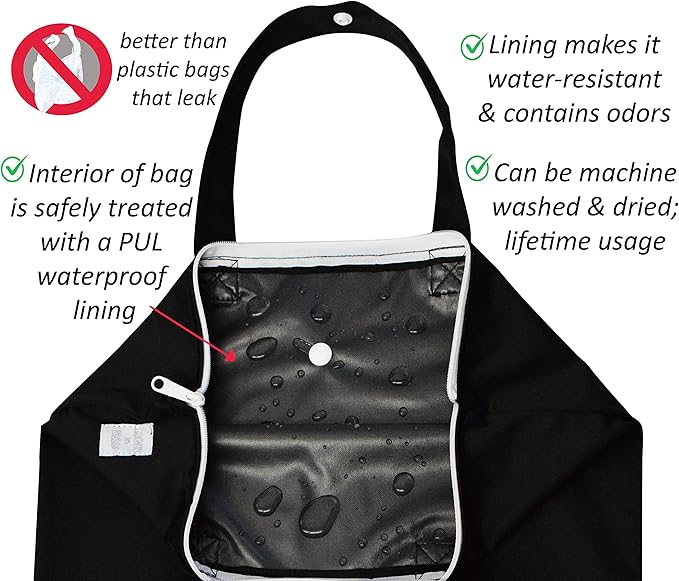 MOM & BAB Wet Bags for Baby Cloth Diapers, Wet Dry Bag for Breast Pump Parts, Bag for Wet Swimsuits and Towels (Rainbow & Black)