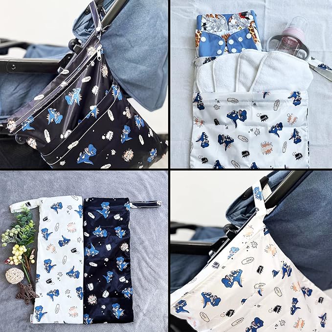 Wet Bag,2 pcs Baby Wet Dry Cloth Diaper Bags,Washable, Reusable for Travel, Stroller, Pool,Beach, Wet Swimsuits,Dirty Gym Clothes, Toiletries, Toys,Mommy Bag (Color 22)