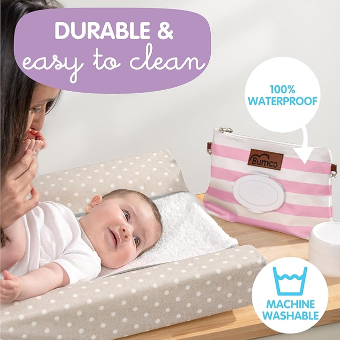 Baby Bum Brush Bumco Diaper Clutch - Portable Wipes Dispenser & Travel Essential, Airtight Refillable Wipes Container, Diaper Bag Purse