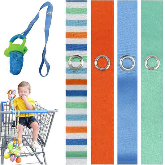PBnJ baby Toy Saver Strap Holder Leash Secure Accessories Beach/Lt Blue/Orange/Green - 4pc
