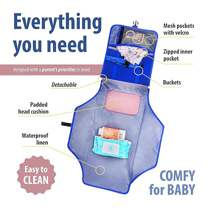 Portable Changing Pad for Baby - Diaper Changing Pad Portable - Waterproof, Foldable and Easy to Clean Travel Baby Changing Pad Mat - Lightweight Diaper Clutch Bag for Parents on The Go.