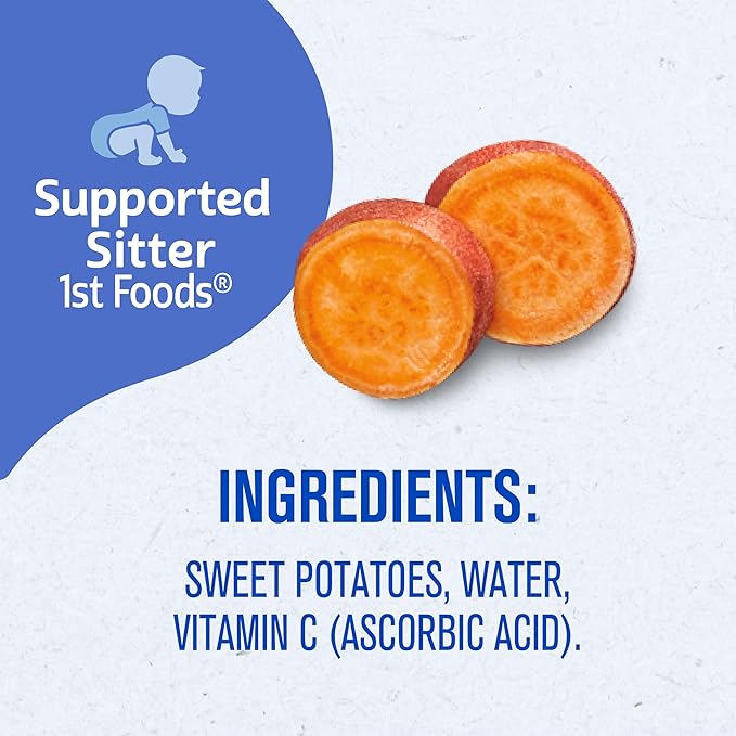 Gerber Stage 1 Baby Food, Sweet Potato Puree Tub, No Artificial Colors or Flavors, Baby Puree, 16-Pack
