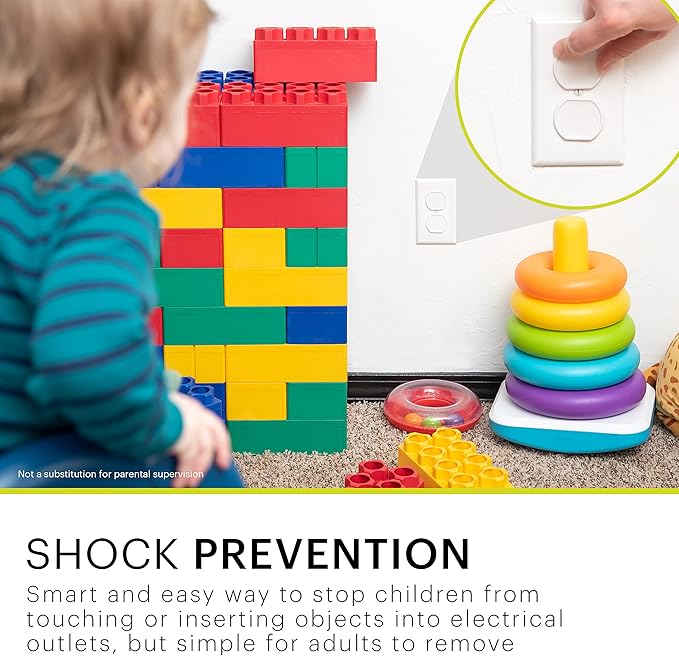Power Gear Child Safety Electrical Outlet Covers, Tamper‑Resistant Plug Protectors for Standard Wall Outlets, Baby‑Proof & Child‑Proof Safety Caps, White, 30 Pack, 69311