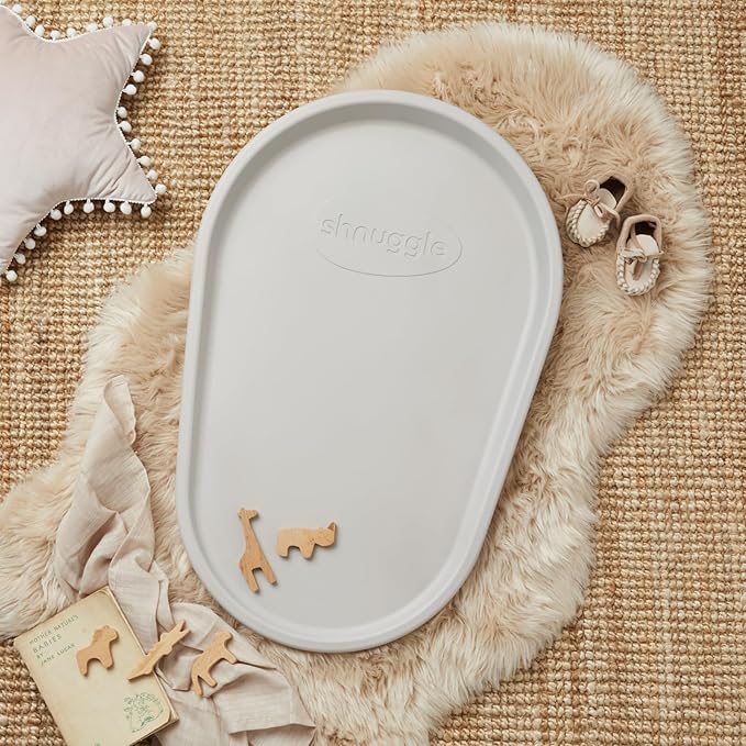 Shnuggle Squishy Changing Mat - Baby Changing Diaper Pad, Wipeable Easy-to-Clean Nappy Station, Warm-to-Touch Surface, Non-Slip Base, No Covers Needed - Taupe