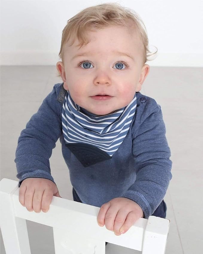 Cheeky Chompers Neckerchew Teething Bib, 2-in-1 Bandana Style Bib w/Food Grade Silicone Teether