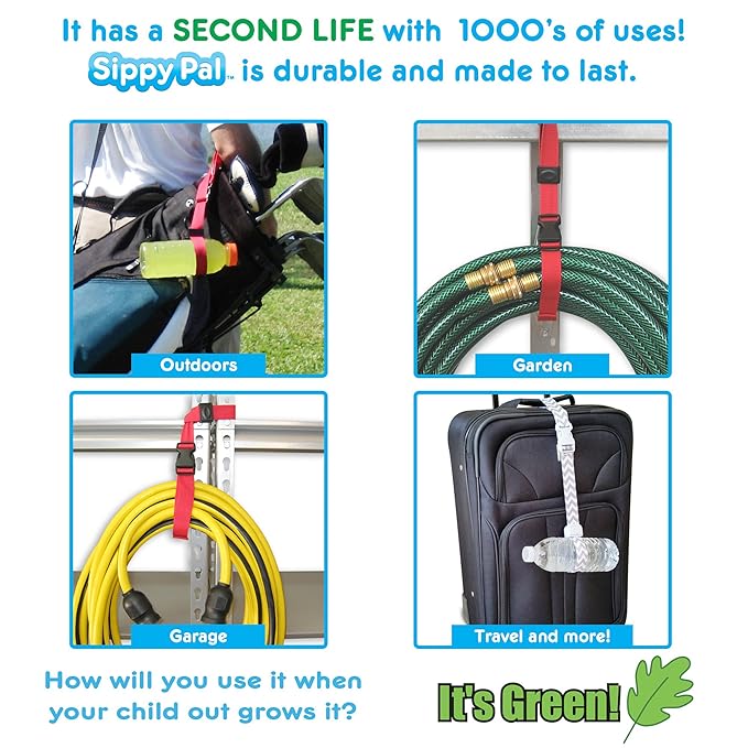 PBnJ Baby SippyPal Sippy Cup Strap Holder Leash Tether (1 Black Solid)