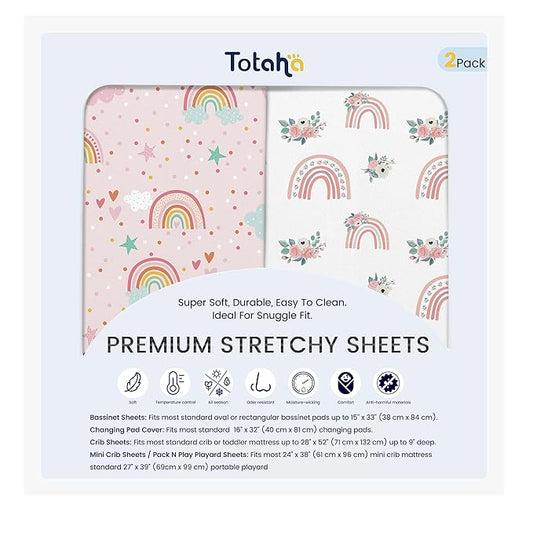 TotAha Changing Pad Cover, Buttery Soft Diaper Changing Pad Covers for Girls Boys, Super Stretchy Jersey Knit Changing Table Covers, 5'' Deep Pocket, 2 Pack