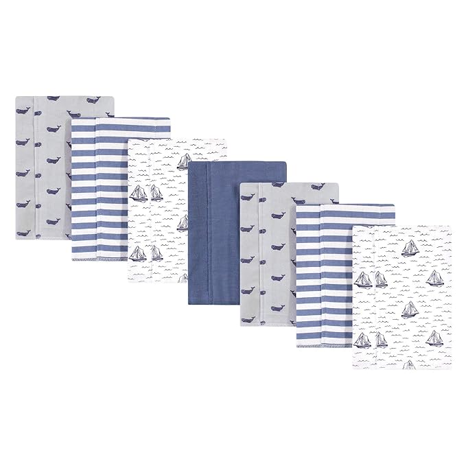 Hudson Baby Unisex Baby Cotton Flannel Burp Cloths, Sailboat, One Size