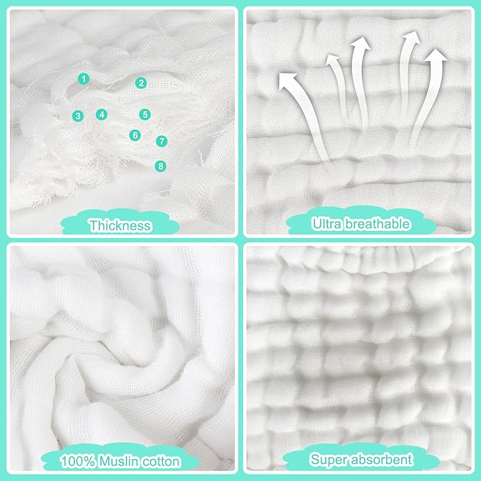 Accmor Muslin Baby Bibs, 6 Pack Soft Cotton Baby Bandana Drool Bibs for Boys Girls Teething and Drooling