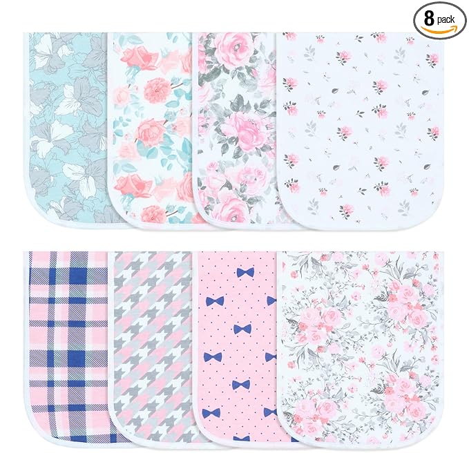 Hakochia Burp Cloths for Baby Boy & Girl Large Unisex Burp Clothes Extra Absorbent Soft Neutral Burping Rags Spit Up Cloth Sets for Newborns 8-Pack