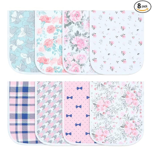 Hakochia Burp Cloths for Baby Boy & Girl Large Unisex Burp Clothes Extra Absorbent Soft Neutral Burping Rags Spit Up Cloth Sets for Newborns 8-Pack