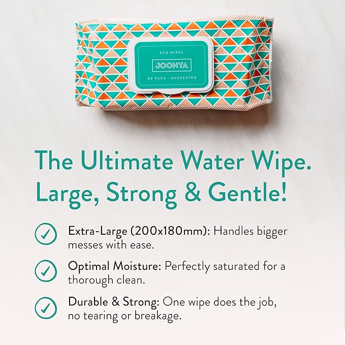 JOONYA Unscented Baby Wipes — Plant-Based, Fragrance-Free Bulk Diaper Wipes | Hypoallergenic, Non-Toxic & Biodegradable Wet Wipes for Sensitive Newborn Skin | 1 Pack of 80