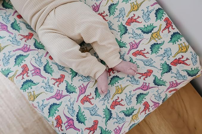 Copper Pearl Premium Knit Changing Pad Cover : Soft, Stylish, and Universal Fit for All Standard Diaper Changing Pads, Trendy Design Changing Pad Covers, Dinosaurs of Jurassic Park