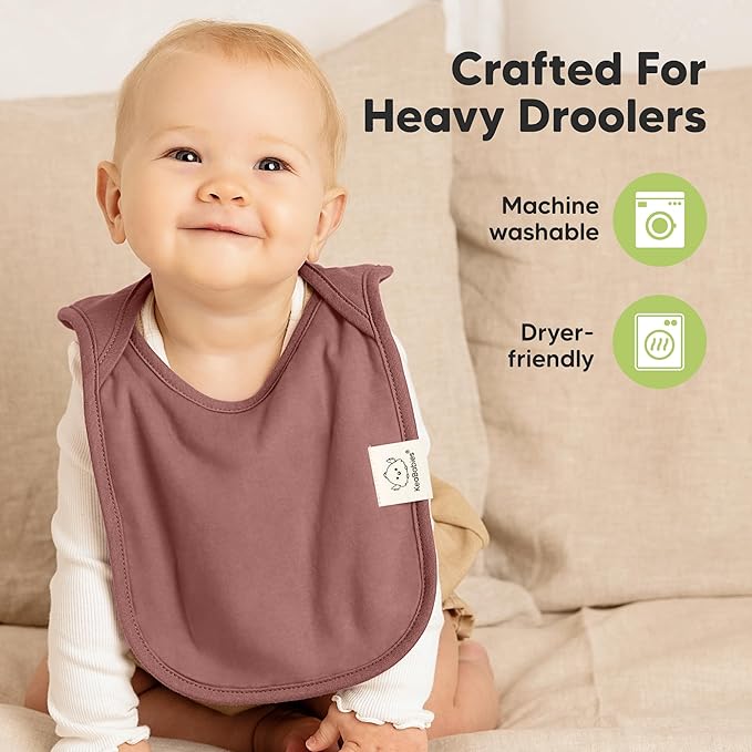 KeaBabies 8-Pack Bibs for Baby Girl, Boy - Pullover Large Baby Bibs for Drooling and Teething Infant, Newborn, Soft & Absorbent Organic Cotton, Long Torso Coverage Keep Toddler Clean & Dry (Mauve)