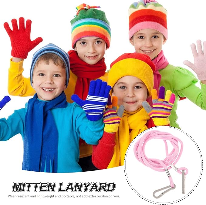 SHINEOFI Mitten Clips for Toddlers Kids,Anti Lost Mitten Lanyard Universal Glove Holder for Winter Sports & Outdoor Play (Pink)