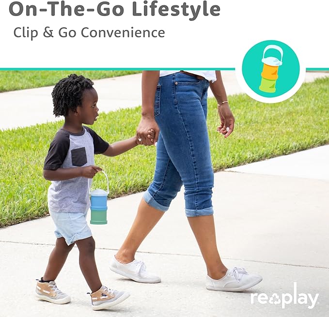 Re-Play Snack Stack Toddler Containers, 2 Sets - Stackable Cups with Travel Lid & Strap for On-the-Go, BPA-Free, Made in USA, Sunny/Lime